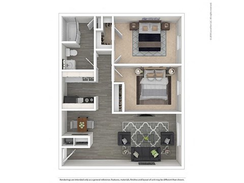 Floor plan for 2 beds, 1 bath, 700 sqft